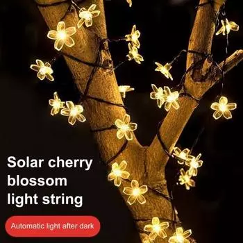 7/12M Солнечная Фея Цветения Вишни Регулируемый Открытый 8 Режимов Водонепроницаемый Свет Кемпинг Свадьба 7m разноцветный