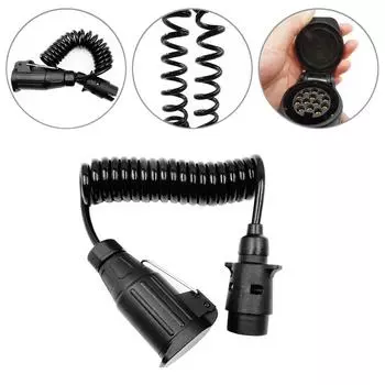 7–13-контактный вьющийся удлинительный кабель для прицепа, адаптер для буксировки свинца чёрный