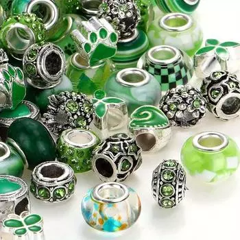 7/14/21 шт. Бусины из смоляного материала зеленой серии с большими отверстиями, случайный стиль, бусины с интервалом для самостоятельного изготовления браслетов, ожерелий, сережек, брелоков, ювелирных изделий, аксессуаров 7pcs