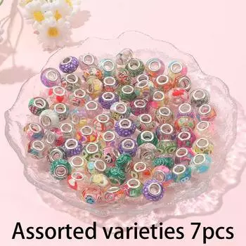 7/14/21 шт. макропористые бусины из смолы, различные европейские бусины, прозрачные разделительные бусины, цветочные бусины, изготовление украшений, поделки своими руками, браслеты, 7pcs