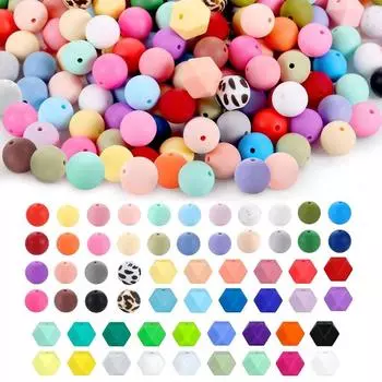 7/17 шт. 15 мм брелок из силиконовых бусин, цветной круглый восьмиугольный браслет-ожерелье с резиновыми бусинами, поделки своими руками с брелком 7pcs