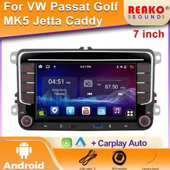 7 2 Din автомобильное радио GPS Android Auto Carplay для VW Volkswagen Skoda Octavia golf 5 6 touran passat B6 polo Jetta HD сенсорный экран 4 core 1GB+32GB carplay