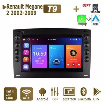7 2 Din Carplay Android Автомагнитола для Renault Megane 2 2002-2009 мультимедийный плеер WIFI GPS навигатор стерео аудио головное устройство 4+64 ГБ 2+32GB