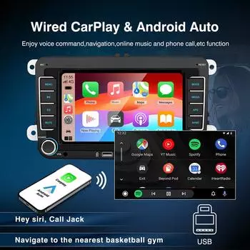 7 2 Din HD Car Media Video RDS Airplay Car Radio CarPlay Android Auto Stereo Audio для Volkswagen/Seat/Skoda/Passat/Golf/Polo