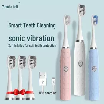 7:30 Электрическая зубная щетка с матовым покрытием, противоскользящей ручкой и сменной насадкой Battery-1 Brush