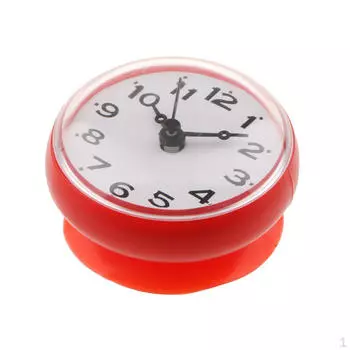 7,5 см в диаметре. Водонепроницаемые силиконовые часы на присоске для кухни, ванной комнаты, душа, красный