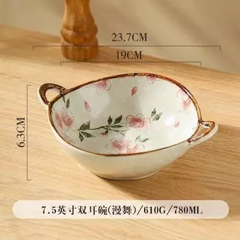 7,5-дюймовая японская керамическая миска для лапши – миска для супа и пасты с ручкой, подходит для микроволновой печи и духовки A