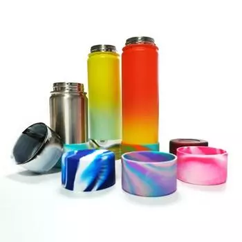 7,5 см бутылка для воды, силиконовый ботинок, противоскользящая, шумопоглощающая, устойчивая к царапинам, для путешествий, изолированная чашка для воды, стакан, нижняя защитная крышка, аксессуары для чашек красный черный