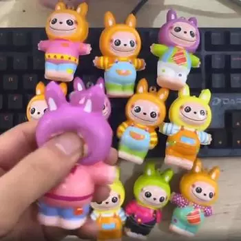 7.5 см Милый мультяшный персонаж Лабубу Мягкая кукла ПУ Медленно восстанавливающийся брелок Аксессуары Игрушка для снятия стресса Детский подарок