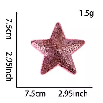 7,5 см Розовое золото Красный Серебристый Звезды Два предмета Вышитая нашивка Тканевая наклейка Универсальная модель Hot melt adhesive * pink * - * - * -