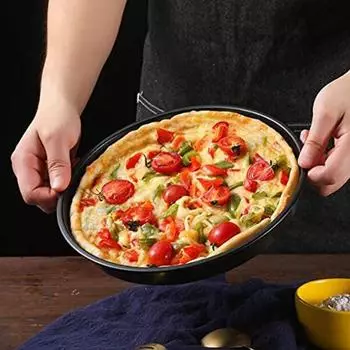 7/8/9/10-дюймовая форма для выпечки пиццы из углеродистой стали с антипригарным покрытием, круглый противень для выпечки домашней пиццы в духовке