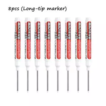 7/8/9/10pcs White Water-based Long-tip Marker, 45mm Multi-functional Deep Hole Marker Pens, 1.0mm Fiber Nib