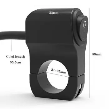 7/8 дюймов руль мотоцикла, переключатель включения/выключения скутера, квадроцикла, алюминиевый сплав, 2 провода, черный светильник, водонепроницаемые переключатели 12 В Black switch