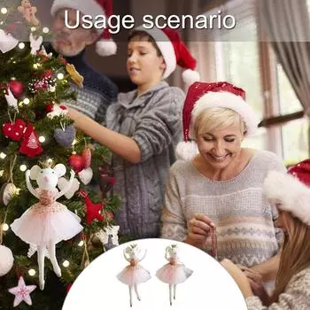 7,8-дюймовая кукла-балерина для украшения рождественской елки, праздничная подвеска на елку с веревкой для подвешивания, сезонные праздничные украшения для дома B
