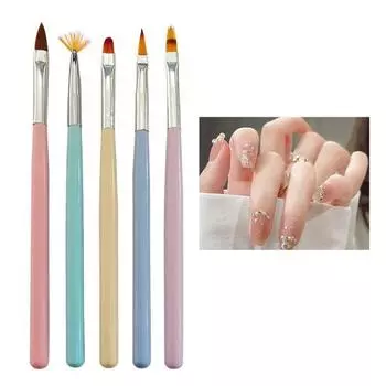 7/8 шт. Кисточка для ногтей Ручка для маникюра Акрил УФ-гель для наращивания ногтей Лак для рисования Кисть для подводки ногтей 7Pcs