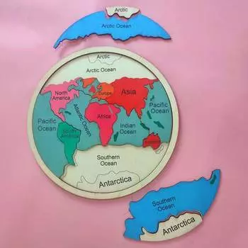 7.8 X7.8 In/20X20Cm Wooden Seven Continents Color Puzzle, Geography Early Education Children s Puzzle Learning Geometric Toy Gift, Educational Gift 7.8inch*7.8inch синий