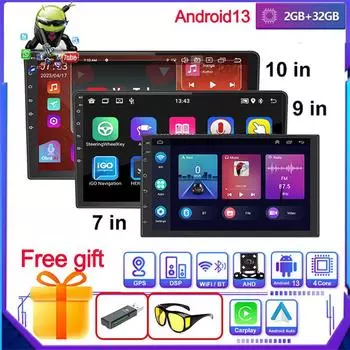 7/9/10 дюймов беспроводной Apple Carplay Android Auto GPS автомобильный радиоприемник 2G+32G стерео приемник мультимедийный видеоплеер автомобильные аксессуары