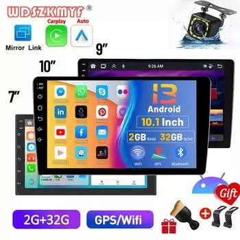 7 9 10 дюймов GPS 2 din Радио Android13 стерео приемник плеер 2G+32G беспроводной CarPlay Android Auto WIFI Радио Мультимедийный плеер