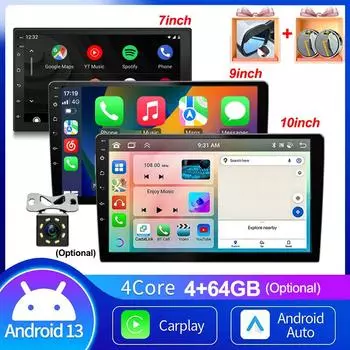 7/9/10 дюймов Универсальный Android 13 Автомобильный Радиоприемник 64G Авторадио Android 2 Din Автомобильный Радиоприемник GPS BT Центральный Мультимедиа Интеллектуальные автомобильные системы