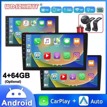 7/9/10 дюймов Универсальный Android 13 Автомобильный Радиоприемник 64G Авторадио Беспроводной Carplay Android Auto 2Din Автомобильный Радиоприемник GPS BT Центральный Мультимедиа