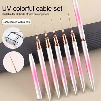 7/9/12/15/20 мм Профессиональная ультратонкая кисточка для ногтей DIY Stripe Nail Art Liner Brush Pen Liner Pen Кисть для рисования УФ-гелем Маникюрные инструменты 15mm