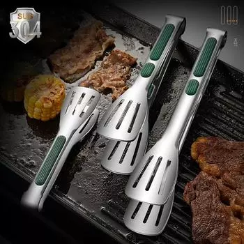 7/9/12 дюймов гриль для барбекю стейк пищевой зажим 304 нержавеющая сталь пищевой зажим силиконовая нескользящая ручка щипцы для хлеба кухонные принадлежности для вечеринок