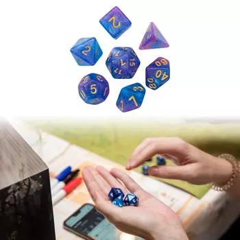 7 акриловых кубиков, игрушки-бары D4 D8 D10 D12 D20, набор многосторонних многогранных кубиков для MTG Pink Blue