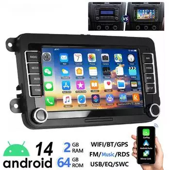 7 Android 14 4G+64G Apple Carplay автомобильная стереосистема GPS NAVI WIFI RDS FM BT для VW Golf 5 6 Passat Polo Touran Tiguan Caddy EOS Quad Core