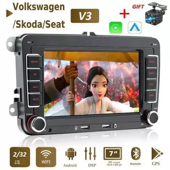 7 Android Carplay автомобильный мультимедийный плеер для VW/Volkswagen Golf Polo Tiguan Passat B7 B6/Seat Leon/Skoda Octavia радио GPS навигация 2 + 32 ГБ 1+32GB