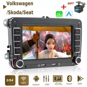 7 Android Carplay автомобильный мультимедийный плеер для VW/Volkswagen Golf Polo Tiguan Passat B7 B6/Seat Leon/Skoda Octavia радио GPS навигация 2 + 64 ГБ 1+32GB