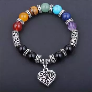 7 чакр исцеление баланс камень бисерный браслет йога рейки шарм сердце браслеты