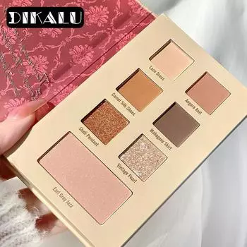 7-цветная палитра теней для век, румяна, матовые перламутровые тени для век, косметика для макияжа