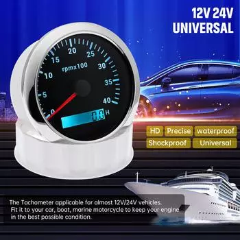 7-цветная подсветка 4k RPM метр 85MM автомобильный тахометр подвесной автомобильный об/мин цифровой одометр счетчик моточасов для мотора лодки яхты 12V24V