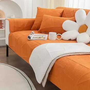 7-цветная подушка для дивана, универсальная нескользящая подушка для дивана Four Seasons для гостиной, однотонная спинка дивана, подлокотник, вышитое полотенце 45x45 pillowcase оранжевый