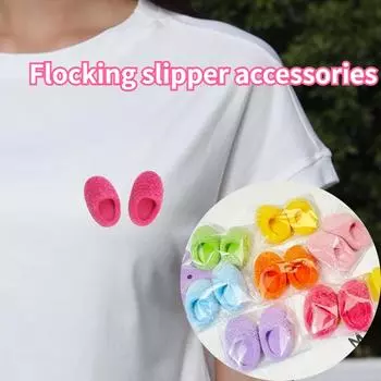 7 цветных флокированных тапочек - аксессуары своими руками, шитье украшений для одежды, аксессуары для волос ручной работы, аксессуары для тапочек 7 pairs