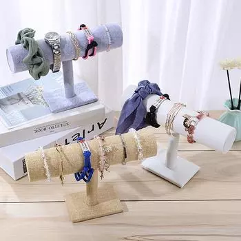 7-цветный бархатный Т-образный держатель для ювелирных изделий, органайзер для часов, ожерелий и браслетов