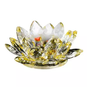 7 цветов хрустальное стеклоцветок лотоса свеча чай держатель буддийский подсвечник One Size