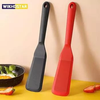 7 цветов, силиконовая лопатка для жарки, антипригарная поверхность, кухонная лопатка для переноски блинов, жареных яиц, лопатка для стейка, кухонные инструменты для выпечки чёрный