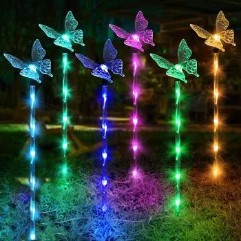 7 цветов Уличные солнечные светильники Садовые светильники Лампа на солнечных батареях Водонепроницаемый ландшафтный светильник Тропа Двор Газон Садовое украшение