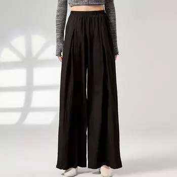 7 цветов Весенние женские повседневные брюки с широкими штанинами, Одежда для китайского классического танца, Танцевальные брюки для тела, Плиссированный дизайн XL чёрный