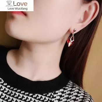 7 цветов, высококачественные серьги-клипсы в форме капли со стразами, без пирсинга, для женщин, свадебные, роскошные, без отверстий красный