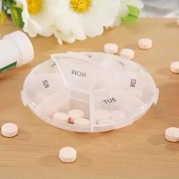 7 Days Weekly Sort Tablet Holder Portable Pillbox Separate Container Round Plastic Transparent Health Care for Home Travel spain