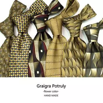 7-дневный пакет Изменение цвета кофе желтый ретро шелковица шелк принтованный шелк ширина 9 см мужской галстук