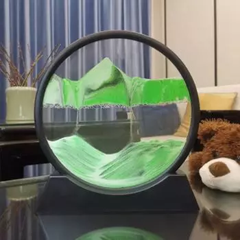 7 дюймов Движущаяся песчаная картина Круглое стекло Глубокий морской песчаный пейзаж Песочные часы Зыбучий песок Ремесло Текучая ремесло Текучая картина