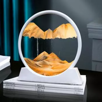7-дюймовая 3D-живопись с движущимся песком, песочные часы, белая рамка, ручная работа, стеклянные зыбучие пески, песочные часы, глубоководный песчаный пейзаж, украшение для дома 7-inch