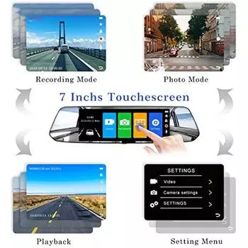 7-дюймовая автомобильная камера с сенсорным экраном Full Hd 1080P, передняя широкоугольная камера и водонепроницаемая задняя камера с системой обратного мониторинга 34x13x8cm