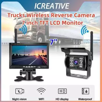 7-дюймовая беспроводная HD-камера заднего вида для грузовых автомобилей, автобусов, экскаваторов, прицепов, TFT ЖК-монитор, 12-24 В, камера заднего вида, ночное видение