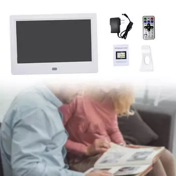 7-дюймовая цифровая фоторамка с музыкой и календарем, видеоплеер для украшения дома белый