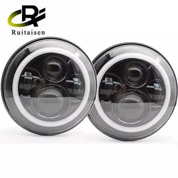 7-дюймовая фара для мотоцикла, светодиодная фара H4, круглая фара с янтарным поворотником для фар Jeep Wrangler JK TJ, 7-дюймовая фара 1 piece