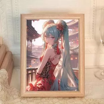 7-дюймовая фоторамка в китайском стиле Хацунэ Мику с креативной декоративной подставкой, элегантное настольное украшение для студентов, продвинутое декоративное искусство в подарок 7 inch